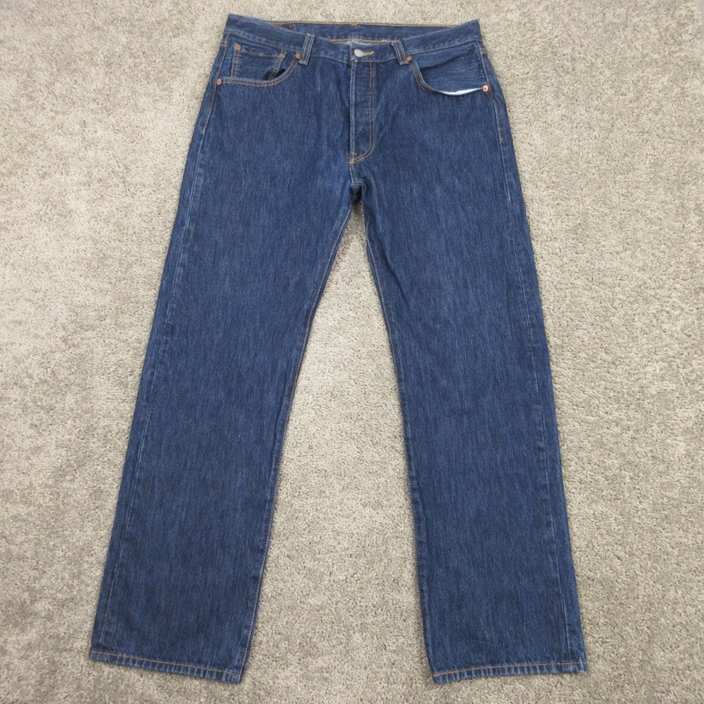 Levis‎ Jeans Mens 36x32 Blue 501 Button Fly Original Straight Stone Denim Pants